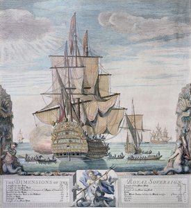 Les dimensions du Royal Sovereign, gravé par Claude du Bose, c.1721 - Thomas Baston
